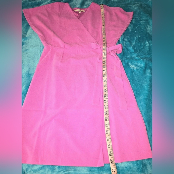 NWT Women's Lark & Ro Short Sleeve Crape Wrap Dress Size M - Picture 5 of 9